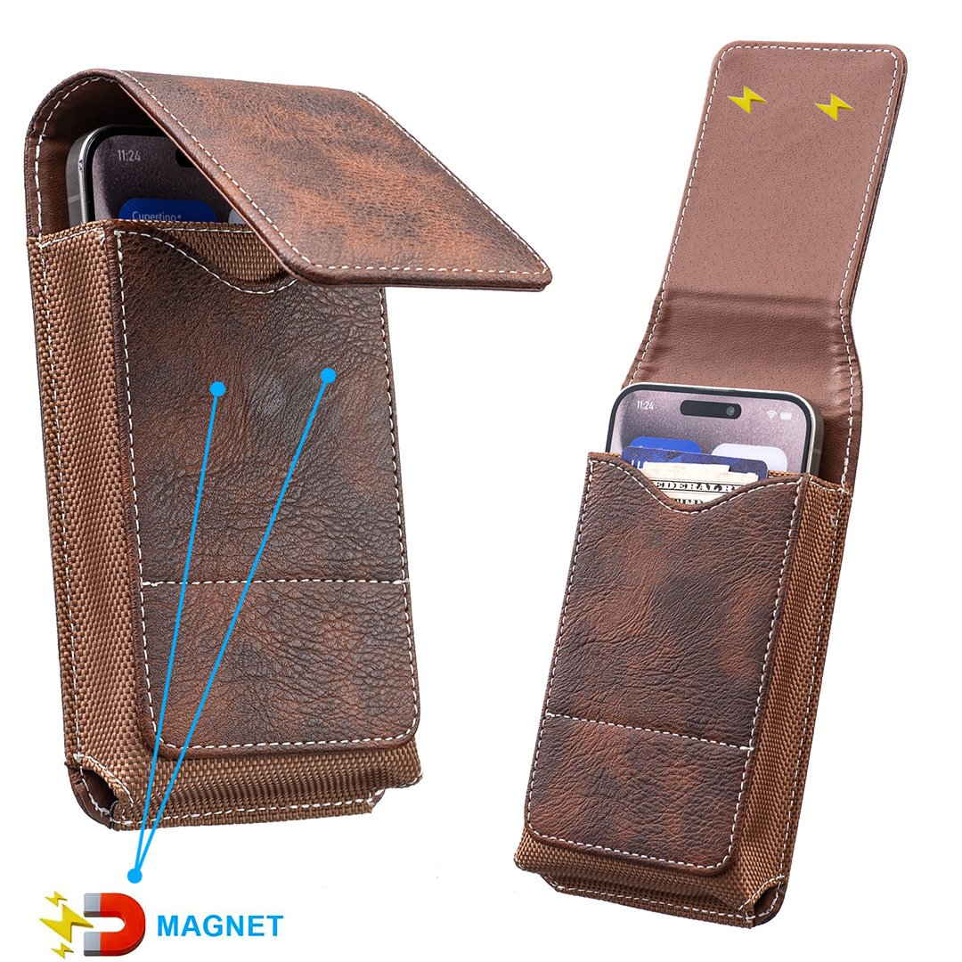 🏆 Last Day Special Price ! 🔥Waist Belt Cell Phone Pouch 📱 Multi-Pocket Leather Holster with Card Holder