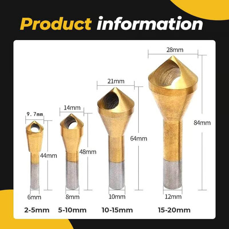Titanium HSS Countersink Chamfer Drill Set