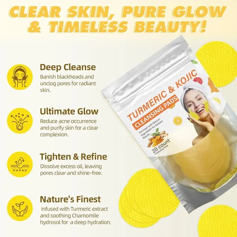 🔥Last Day 49% OFF- Turmeric & Kojic Acid Cleansing Pads