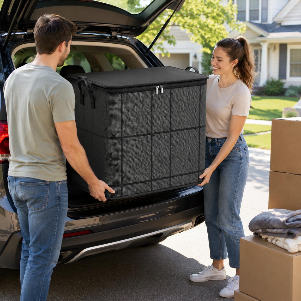 ⚡Hot Sales 49% OFF🔥-Spacious Moving Storage Bin – Zippered Organizer for Quilts, Bedding & Sweaters, Large Capacity Fabric Bag for Closet & Moving Day