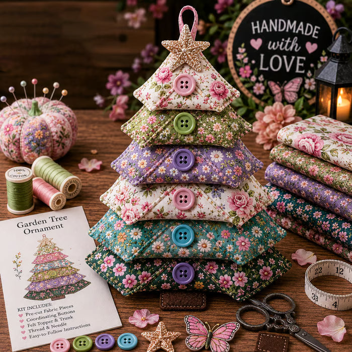 🎄 Layered Fabric Tree Ornament DIY Sewing Kit 🎁 Create A Cozy Handmade Fabric Tree Ornament ✨