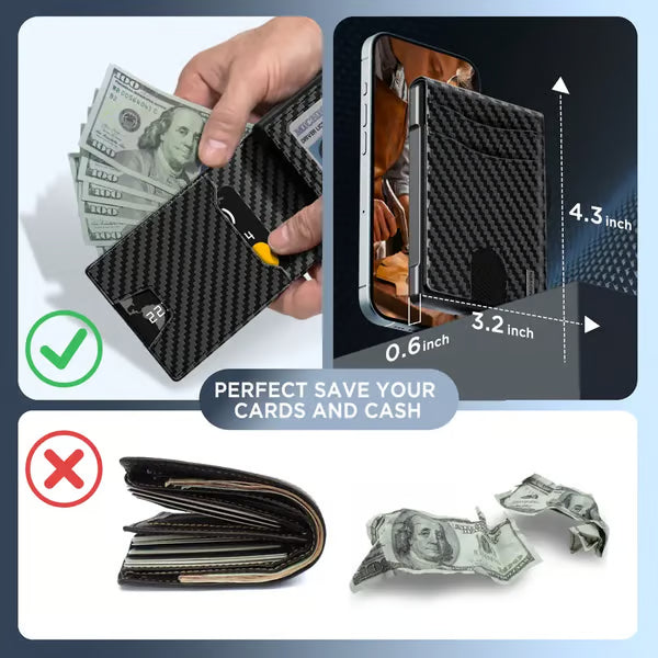 🔥🔥LAST DAY SALE 49% OFF-🔥Minimalist Pop-Up Wallet for Men – RFID Blocking Aluminum Card Holder with Cash Slot, ID Window & Leather Front Pocket