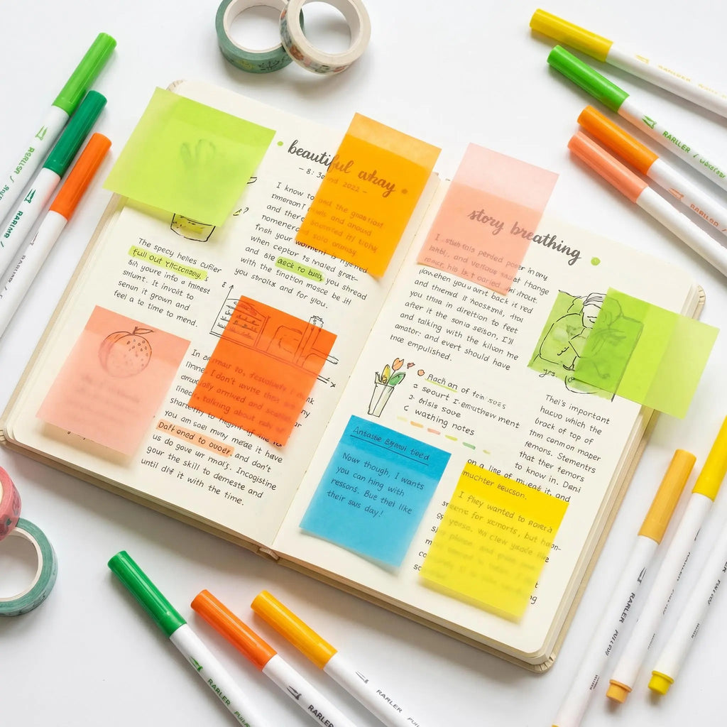 Transparent Pull-Out Sticky Notes (12 Boxes, 960 Sheets Total) - Office & School Supplies, Strong Adhesion, No Residue, 50 Reuses Per Sheet, Suitable for Office Work, Study