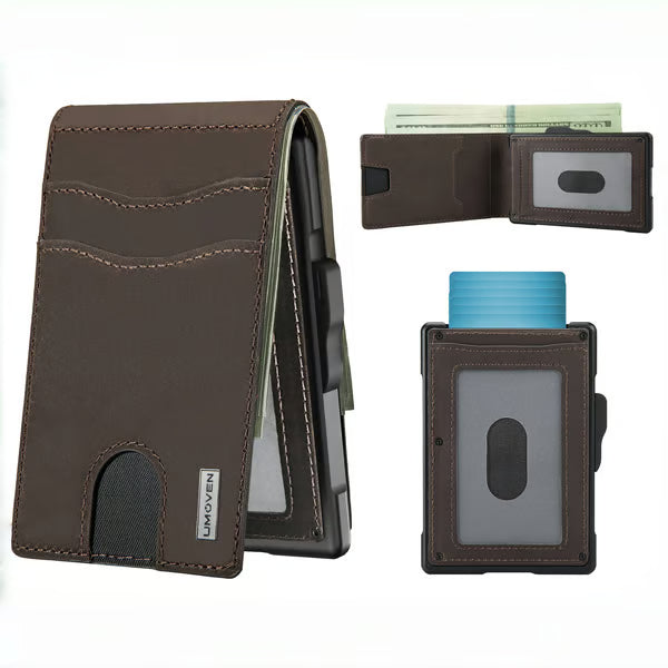 🔥🔥LAST DAY SALE 49% OFF-🔥Minimalist Pop-Up Wallet for Men – RFID Blocking Aluminum Card Holder with Cash Slot, ID Window & Leather Front Pocket
