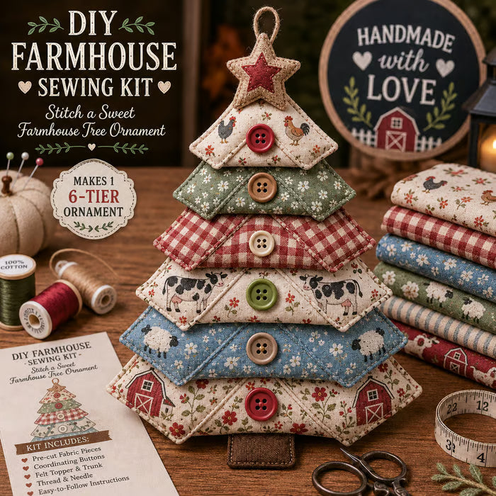 🎄 Layered Fabric Tree Ornament DIY Sewing Kit 🎁 Create A Cozy Handmade Fabric Tree Ornament ✨