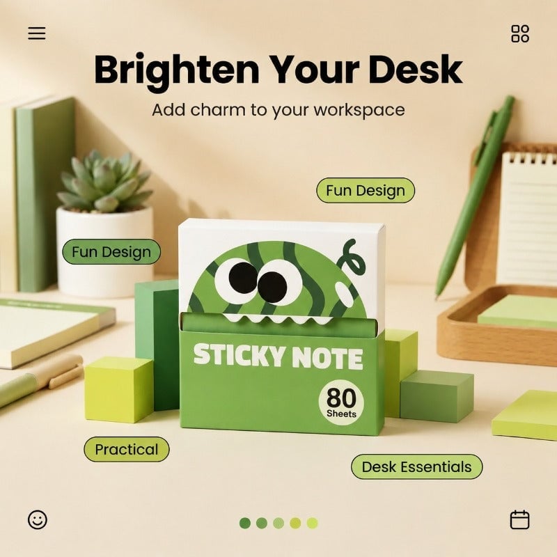 🔥 Buy 1 Get 1 Free ✨ Fruit Monster Pop-Up Sticky Notes 🍋🍏
