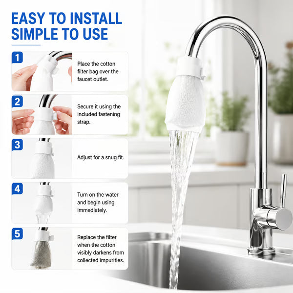 Faucet Filter Cotton Bags(50PCS) - Universal, Splash-Proof Faucet Filter Set