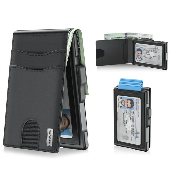 🔥🔥LAST DAY SALE 49% OFF-🔥Minimalist Pop-Up Wallet for Men – RFID Blocking Aluminum Card Holder with Cash Slot, ID Window & Leather Front Pocket