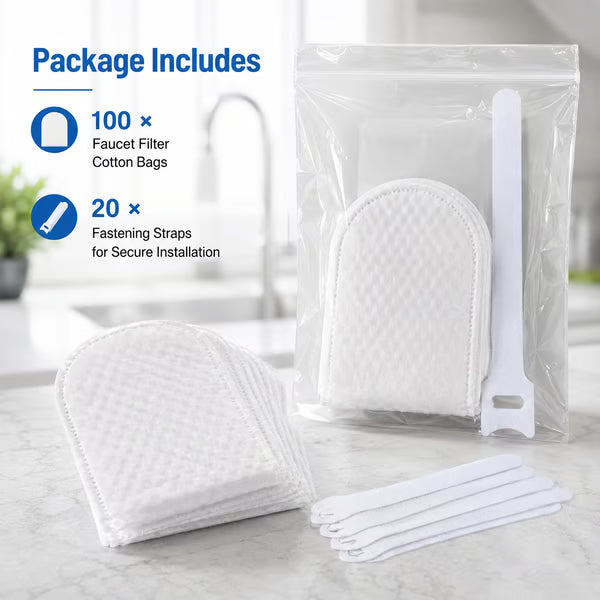 Faucet Filter Cotton Bags(50PCS) - Universal, Splash-Proof Faucet Filter Set