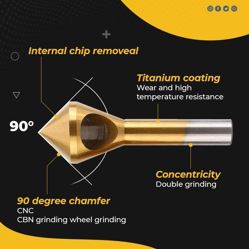 Titanium HSS Countersink Chamfer Drill Set