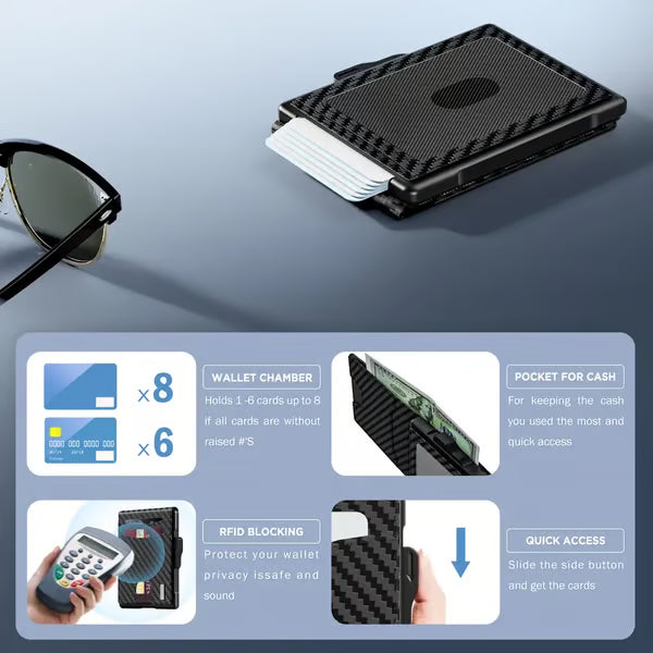 🔥🔥LAST DAY SALE 49% OFF-🔥Minimalist Pop-Up Wallet for Men – RFID Blocking Aluminum Card Holder with Cash Slot, ID Window & Leather Front Pocket