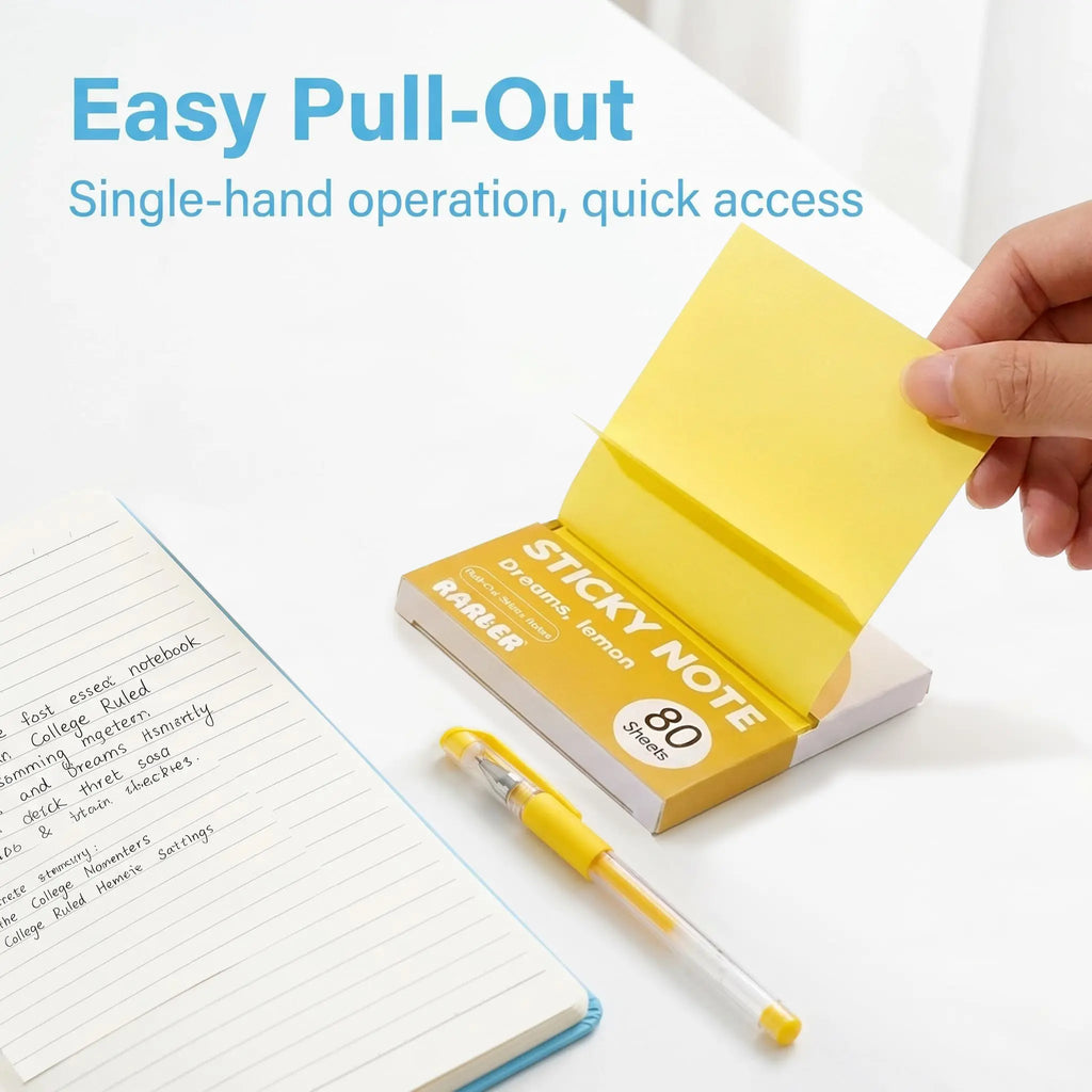Transparent Pull-Out Sticky Notes (12 Boxes, 960 Sheets Total) - Office & School Supplies, Strong Adhesion, No Residue, 50 Reuses Per Sheet, Suitable for Office Work, Study